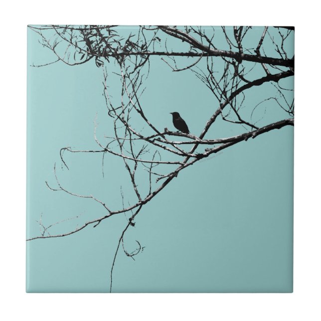 Kleiner schwarzer Vogelzug Fliese (Vorderseite)