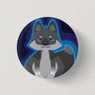 Kleiner schwarzer Wolfknopf Button