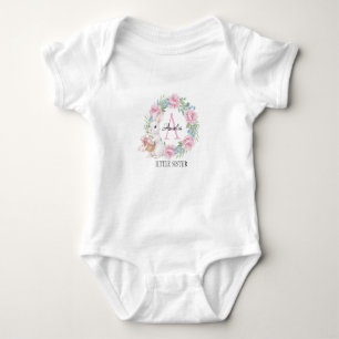Kleiner Schwester Hase Personalisierte Rosa Rose Baby Strampler