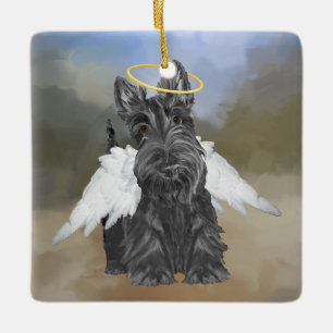 Kleiner Scottie Engel Keramikornament