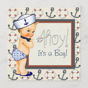 Kleiner Seglerjunge Nautical Baby Shower Blond Einladung