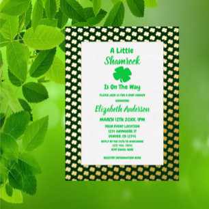 Kleiner Shamrock St. Patrick's Day Baby Shower Folieneinladung