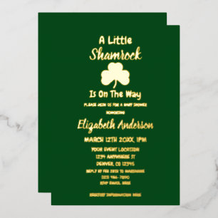 Kleiner Shamrock St Patrick's Day Babyparty Folieneinladung