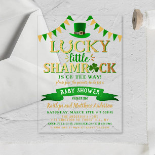 Kleiner Shamrock St. Patrick's Day Babyshower Acryleinladungen