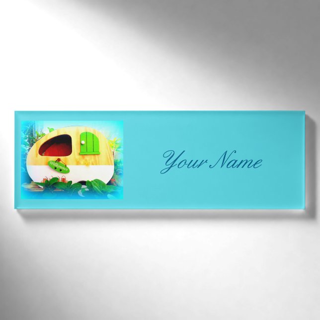 Kleiner Sinti und Romawohnwagen Casa Namenschild (Vorderseite)