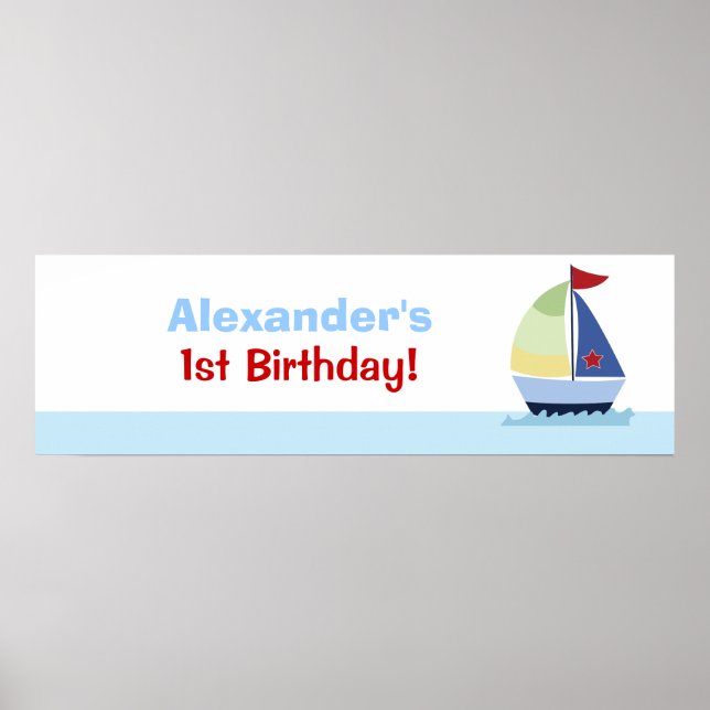 Kleiner Skipper Sailboat Custom Banner Poster Prin (Vorne)
