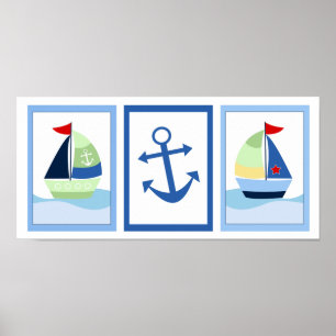 Kleiner Skipper Sailboat Set von 3 Art Prints Poster