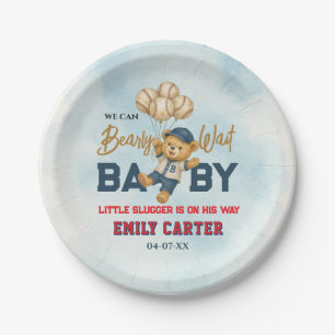 Kleiner Slugger Blue Baseball Baby Dusche Pappteller
