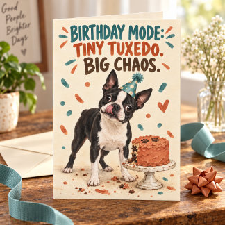 Kleiner Smoking, große Unordnung Boston Terrier Ge Karte