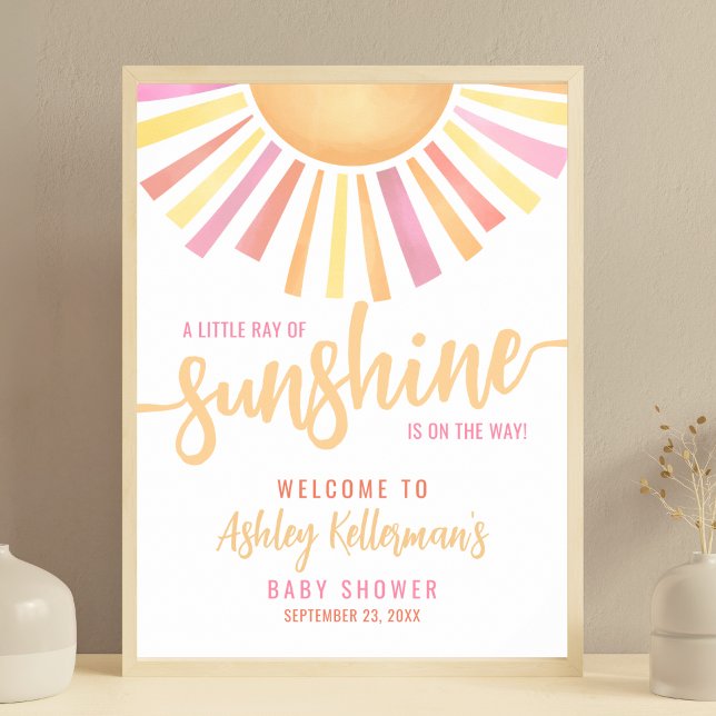 Kleiner Sonnenschein-Babydusche Begrüßungszeichen Poster (Little Ray Of Sunshine Baby Shower Welcome Sign)