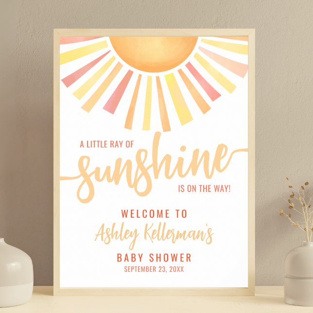 Kleiner Sonnenschein-Babydusche Begrüßungszeichen Poster (Little Ray Of Sunshine Baby Shower Welcome Sign)