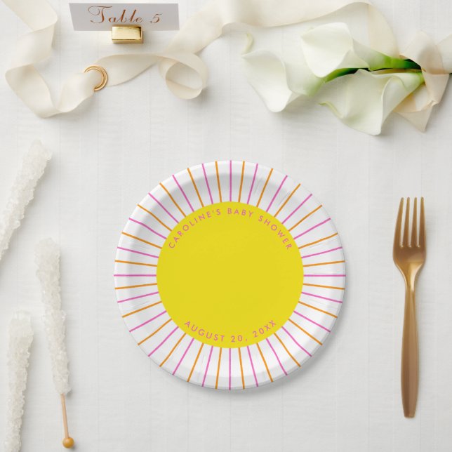 Kleiner Sonnenschein ist auf dem Weg Neutral Baby  Pappteller (Hochzeit)