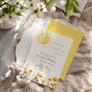 Kleiner Sonnenschein Wildblumen-Baby-Party  Einladung