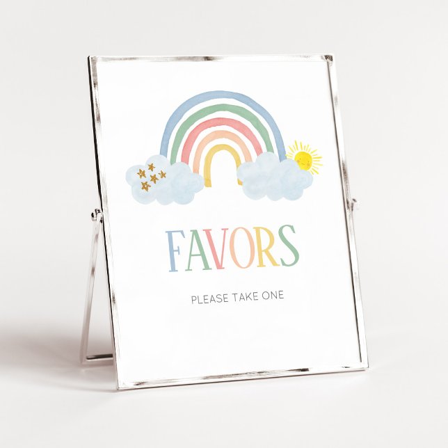 Kleiner Sonnenstrahl Regenbogen Geschenke Schild (Rainbow Baby Shower Sign Favors Sign)