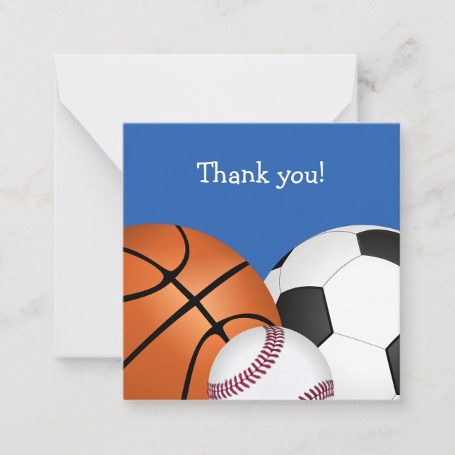 Kleiner Sportball Dankeschön Note Card Mitteilungskarte (Vorderseite)