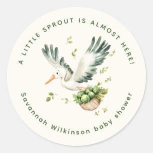 Kleiner Spross Baby Shower Storch Aufkleber