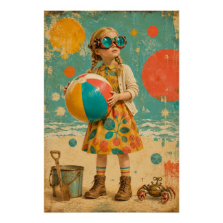 Kleiner Steampunk am Strand Poster