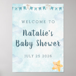 Kleiner Stern Blauer Himmel Wolken Baby Shower Wil Poster
