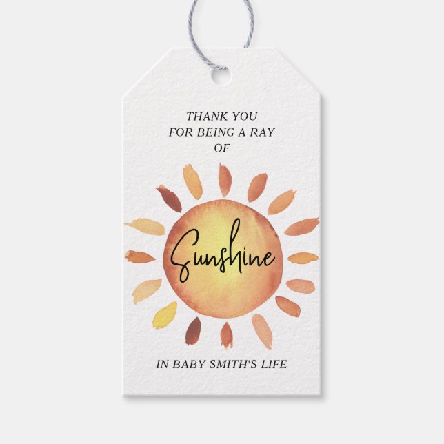 Kleiner Strahl der Sunshine Babydusche Geschenkanhänger (Vorderseite)
