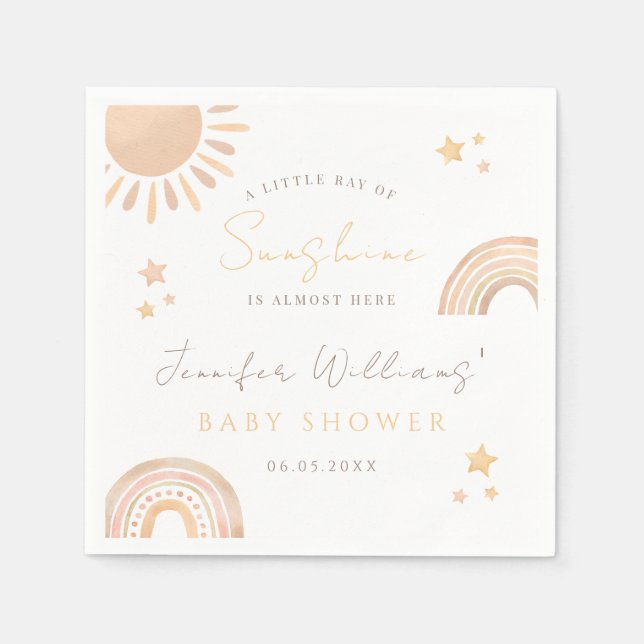 Kleiner Strahl Sonnenschein Regenbogen Babydusche Serviette (Vorderseite)