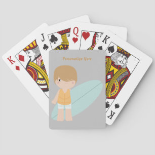 Kleiner Surfer-Typ Kindersurfer personalisieren Spielkarten
