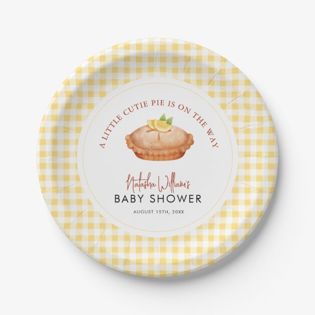 Kleiner Süsse-Kuchen ist auf dem Weg Babydusche Pappteller (Vorderseite)