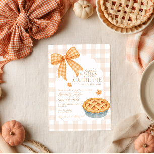 Kleiner Süßer Herbst-Gingham-Bogen Baby Shower Einladung