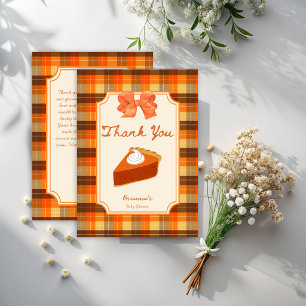 Kleiner Süßer Kürbiskuchen Herbst Karo Baby Shower Dankeskarte