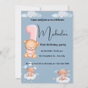 Kleiner Süßer Panda 1. Geburtstag Einladung