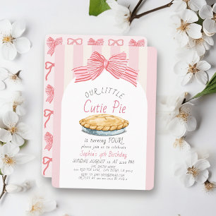 Kleiner Süßer Pie Rosa Schleife Mädchen Geburtstag Einladung