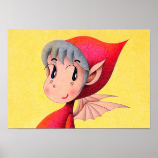 Kleiner Teufel in strahlendem Rot. Poster