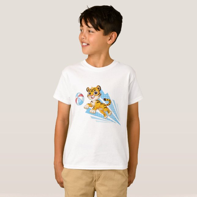 Kleiner Tiger mit Kugel T-Shirt (Vorne ganz)