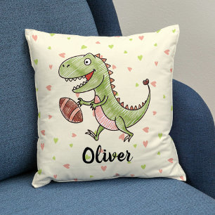 Kleiner Trex spielt personalisiertes Fußball-Kisse Kissen