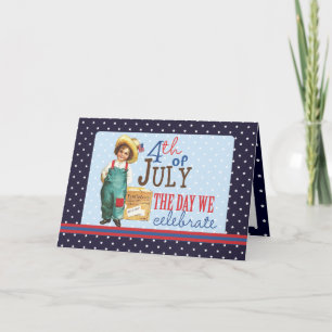 Kleiner vintage amerikanischer Junge 4. Juli Karte