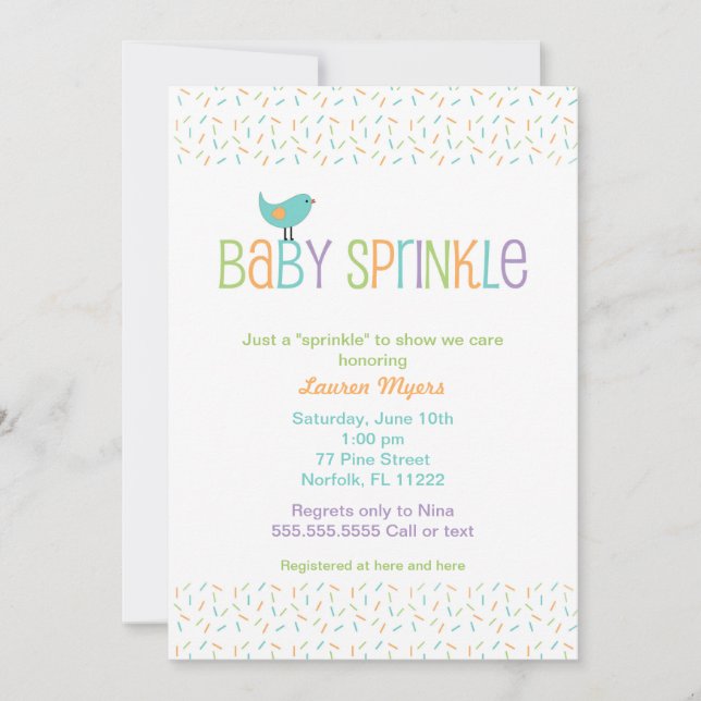 Kleiner Vogel besprühen Babyparty einladen Einladung (Vorderseite)