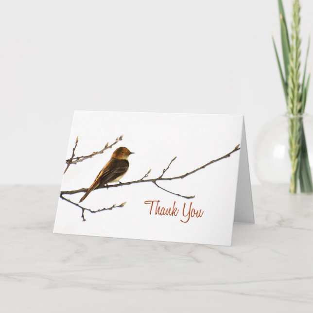 Kleiner Vogel danken Ihnen zu merken Dankeskarte (Vorderseite)