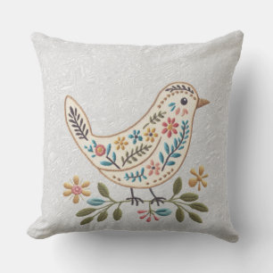 Kleiner Vogel farbenfroher Blumenkissen Kissen