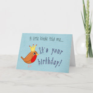 Kleiner Vogel: Happy Birthday Card in blau Karte