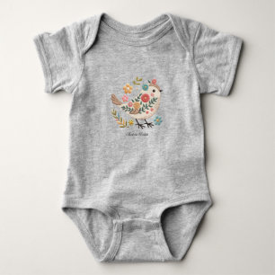 Kleiner Vogel hinterlässt Blumen Rosa Baby-Body Baby Strampler