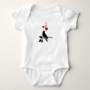 kleiner Vogel mit Herzen Baby Strampler