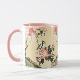 KLEINER VOGEL MIT ROSA ROSEN UND LOTUSBLÜTEN TASSE