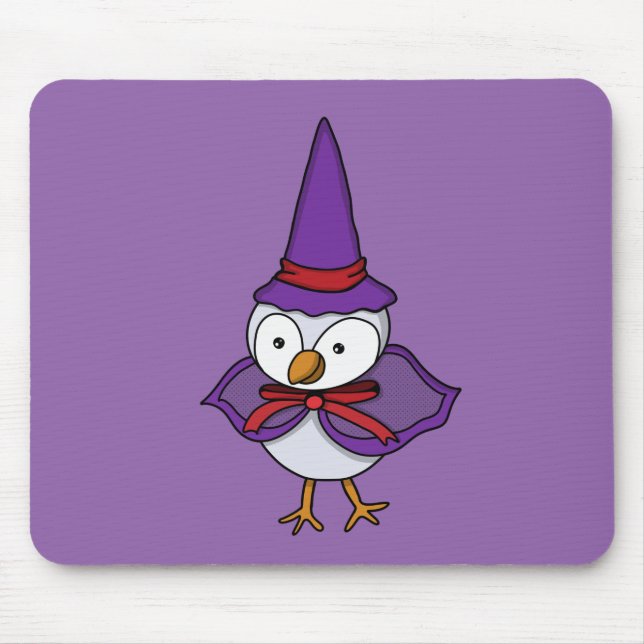 Kleiner Vogel mit Zauberkostüm Mousepad (Vorne)