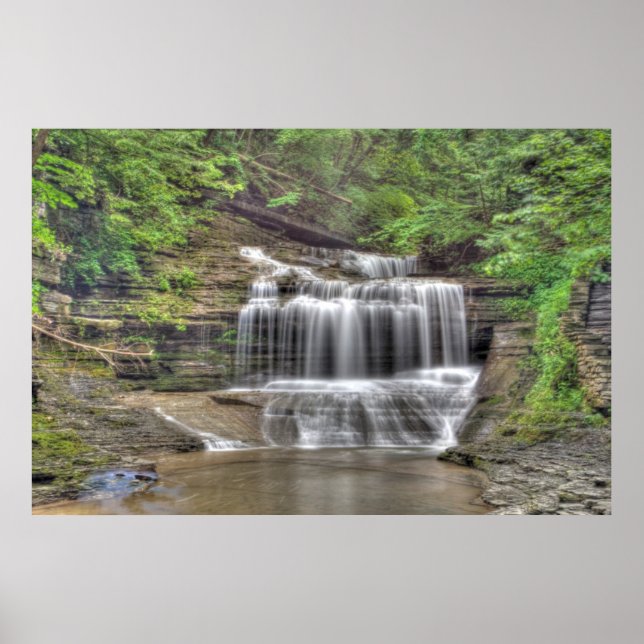Kleiner Wasserfall, Buttermilk Falls Staat Park, N Poster (Vorne)