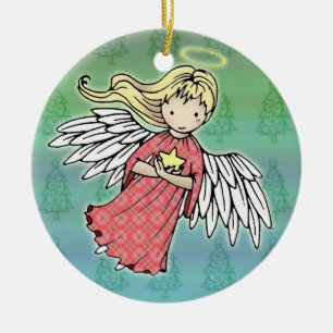 Kleiner Weihnachtsengel-Schmuck Keramikornament