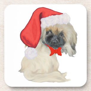 Kleiner Weihnachtsmann Pekingese Getränkeuntersetzer