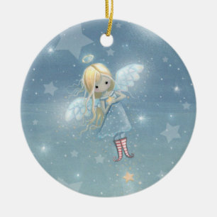 Kleiner Weihnachtsstern-Engel-Schmuck Keramik Ornament