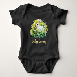 Kleiner, weißer Hasen und Blume Babykarosseriezug Baby Strampler
