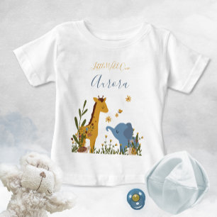 Kleiner Wilder Ein Süßer Baby Tiere Blumenmuster T-shirt