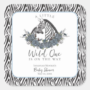 Kleiner Wilder Einer Zebra-Safari-Baby-Party Danke Quadratischer Aufkleber