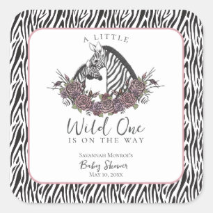 Kleiner Wilder Einer Zebra-Safari-Baby-Party Danke Quadratischer Aufkleber